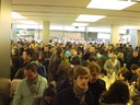The ecstatic crowd inside the Apple Store Munich